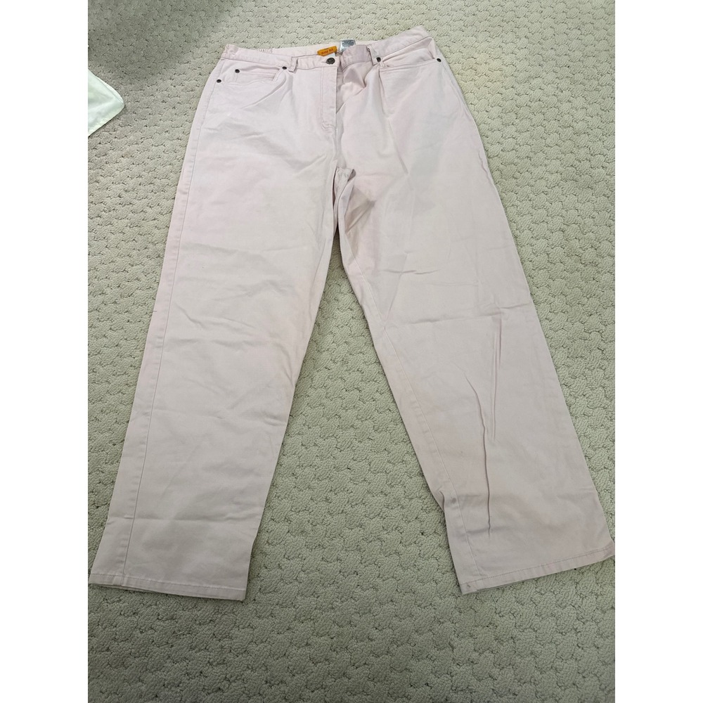 Ruby Rd Womens Pink Straight Leg Cotton Spandex Elastic Back Pants Size 16